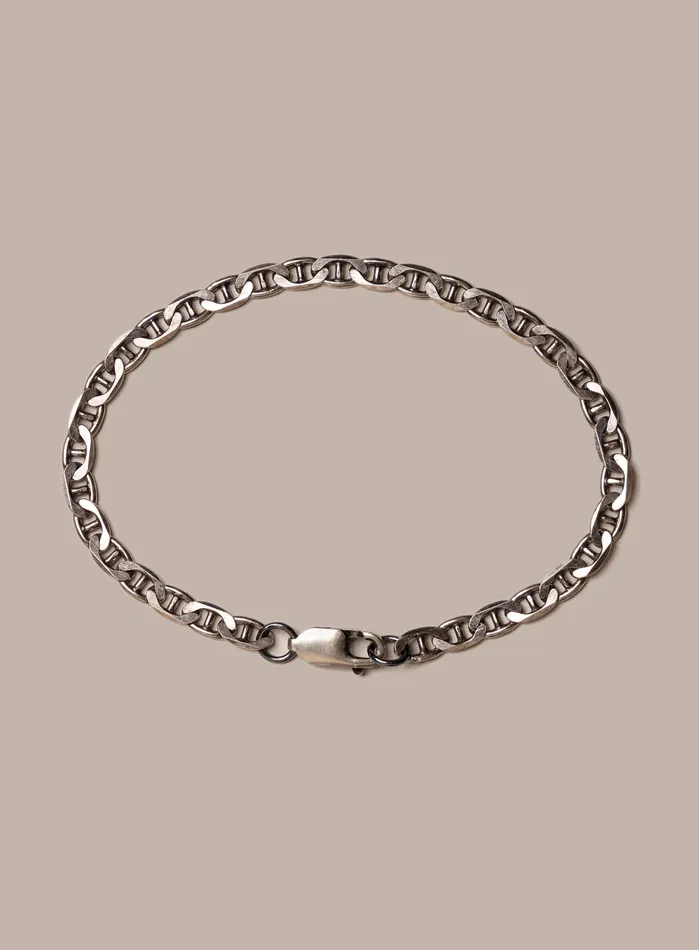 WE ARE ALL SMITH Mens Jewelry Clothing Bracelets 925 Oxidized Sterling Double Anchor Chain Bracelet for Men