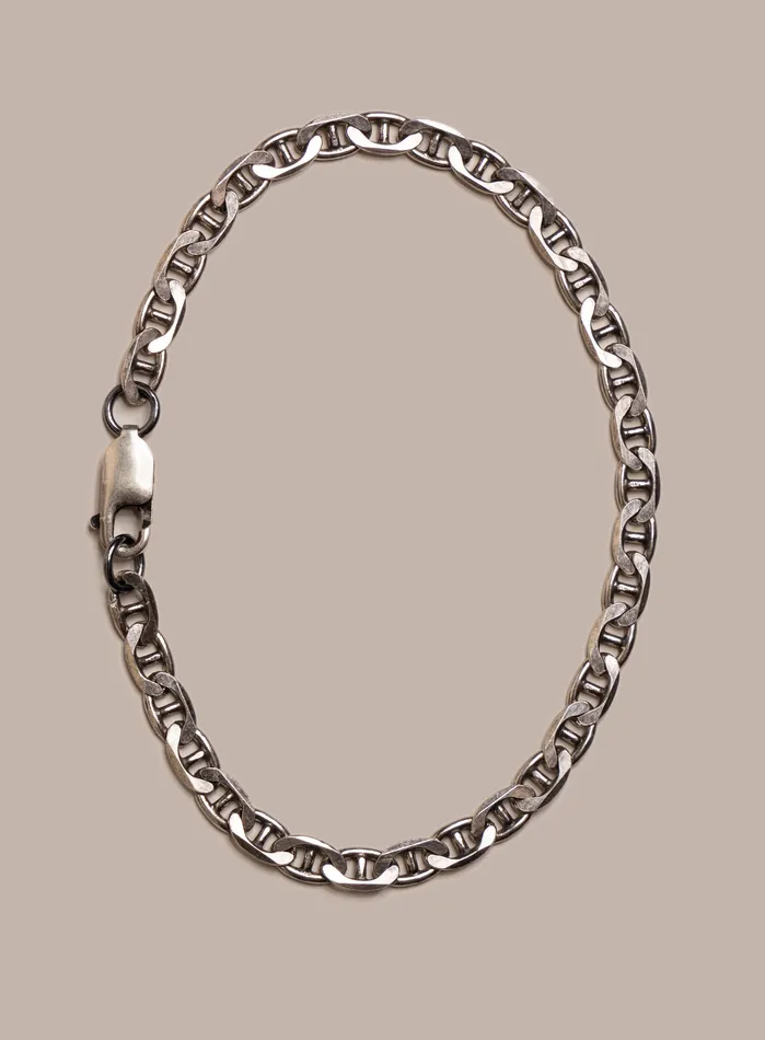 WE ARE ALL SMITH Mens Jewelry Clothing Bracelets 925 Oxidized Sterling Double Anchor Chain Bracelet for Men