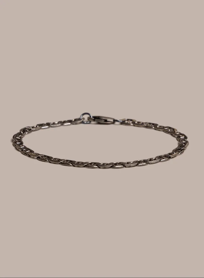 WE ARE ALL SMITH Mens Jewelry Clothing Bracelets 925 Oxidized Sterling Double Anchor Chain Bracelet for Men