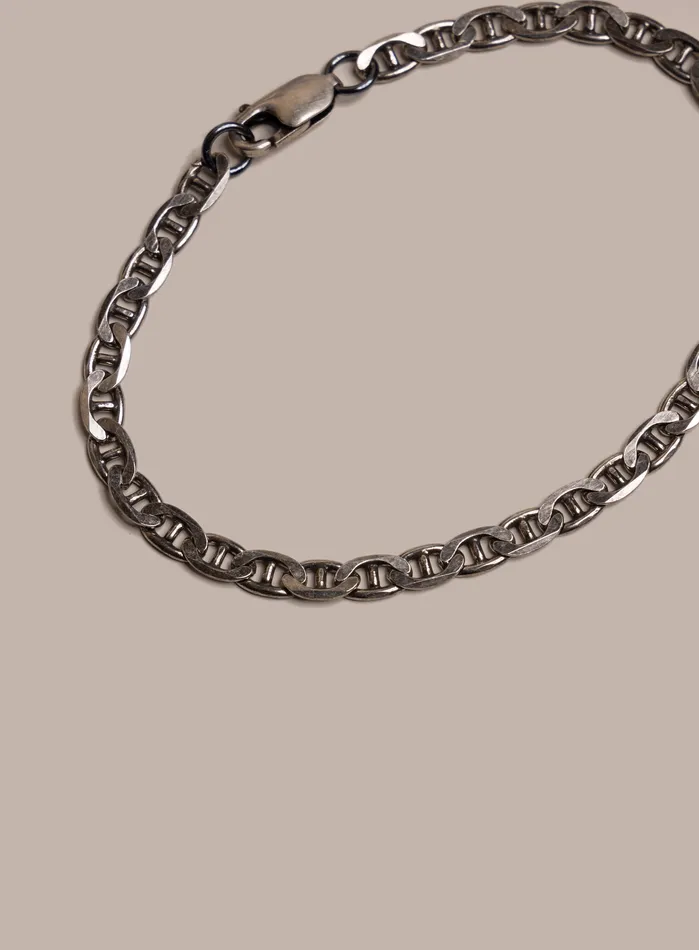 WE ARE ALL SMITH Mens Jewelry Clothing Bracelets 925 Oxidized Sterling Double Anchor Chain Bracelet for Men
