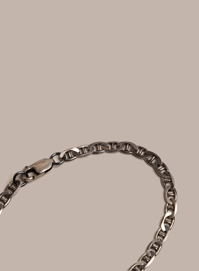 WE ARE ALL SMITH Mens Jewelry Clothing Bracelets 925 Oxidized Sterling Double Anchor Chain Bracelet for Men