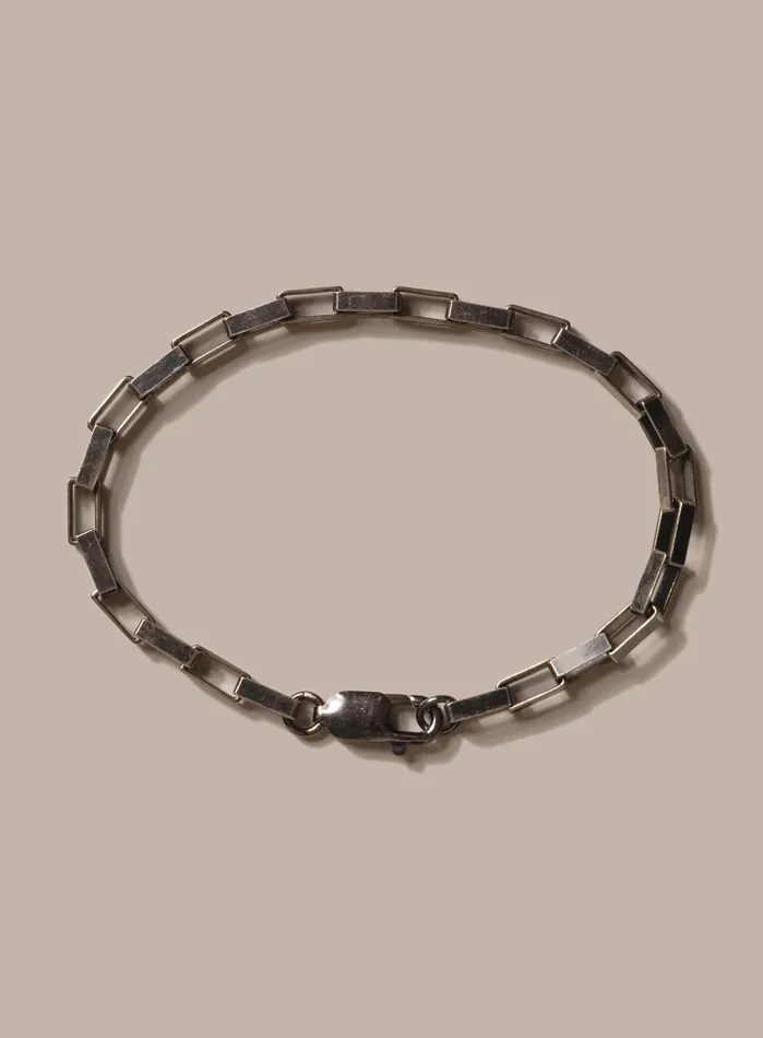 WE ARE ALL SMITH Mens Jewelry Clothing Bracelets 925 Oxidized Sterling Silver Elongated Square Box Chain Bracelet for Men