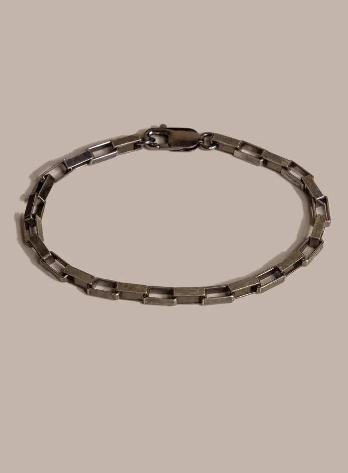WE ARE ALL SMITH Mens Jewelry Clothing Bracelets 925 Oxidized Sterling Silver Elongated Square Box Chain Bracelet for Men