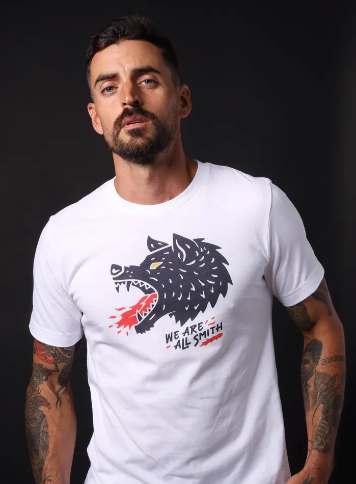 WE ARE ALL SMITH Mens Jewelry Clothing Earrings Unisex Wolf whie short sleeve tshirt