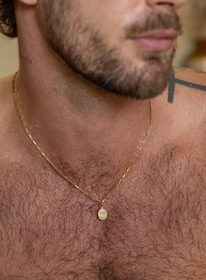 WE ARE ALL SMITH Mens Jewelry Clothing Genuine Opal 14k Gold Filled Chain Necklace for Men Necklaces WE ARE ALL SMITH Mens Jewelry Clothing Genuine Opal 14k Gold Filled Chain Necklace for Men Necklaces