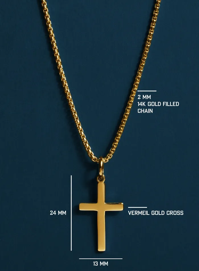 WE ARE ALL SMITH Mens Jewelry Clothing Necklaces 14k Gold Filled and Vermeil Gold Cross Necklace for Men