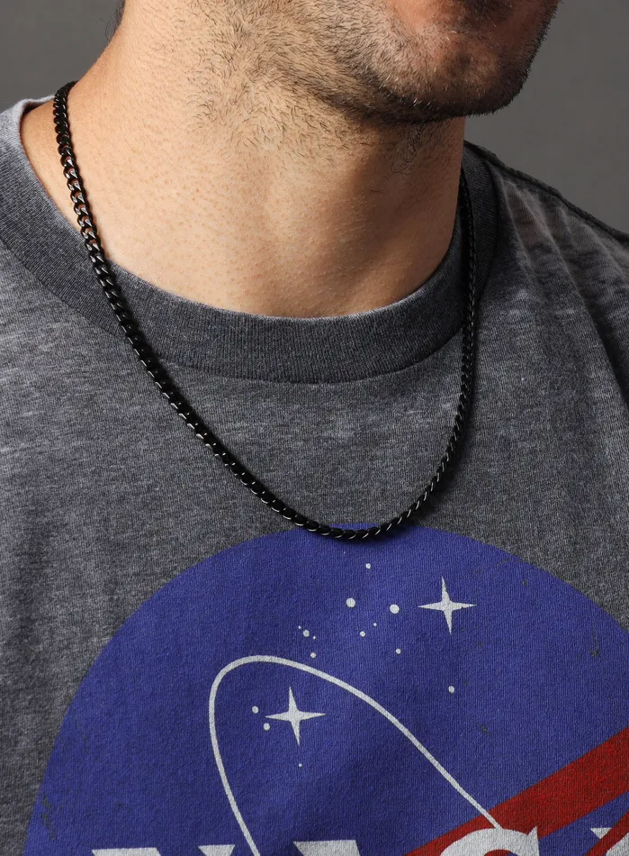 WE ARE ALL SMITH Mens Jewelry Clothing Necklaces 5mm wide Black Coated Stainless Steel Miami Cuban chain