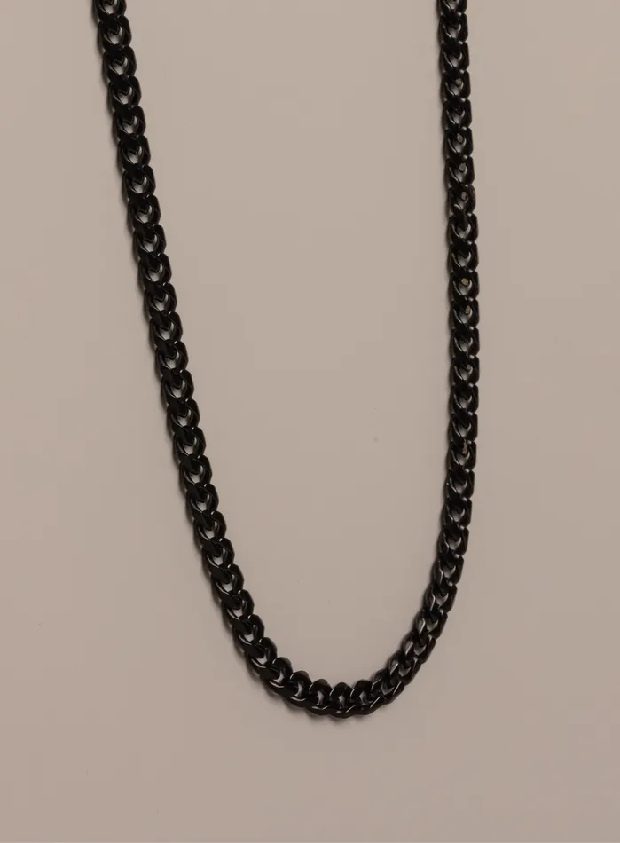 WE ARE ALL SMITH Mens Jewelry Clothing Necklaces 5mm wide Black Coated Stainless Steel Miami Cuban chain