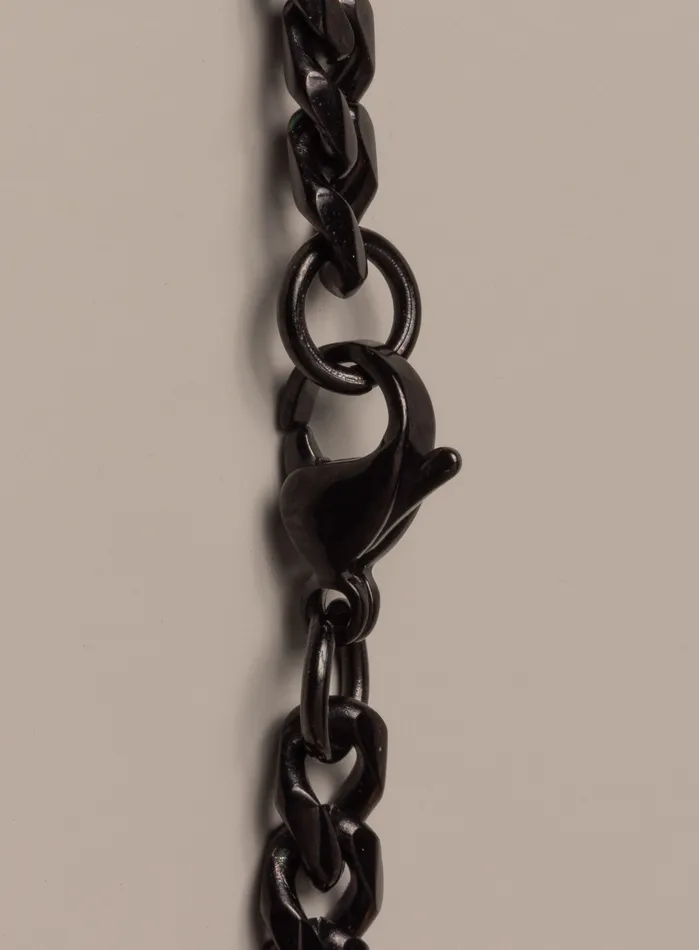 WE ARE ALL SMITH Mens Jewelry Clothing Necklaces 5mm wide Black Coated Stainless Steel Miami Cuban chain