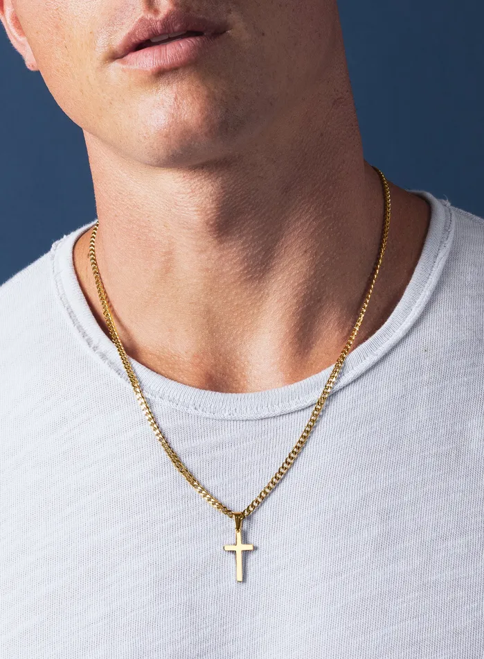 WE ARE ALL SMITH Mens Jewelry Clothing Necklaces Gold Cross Necklace for Men