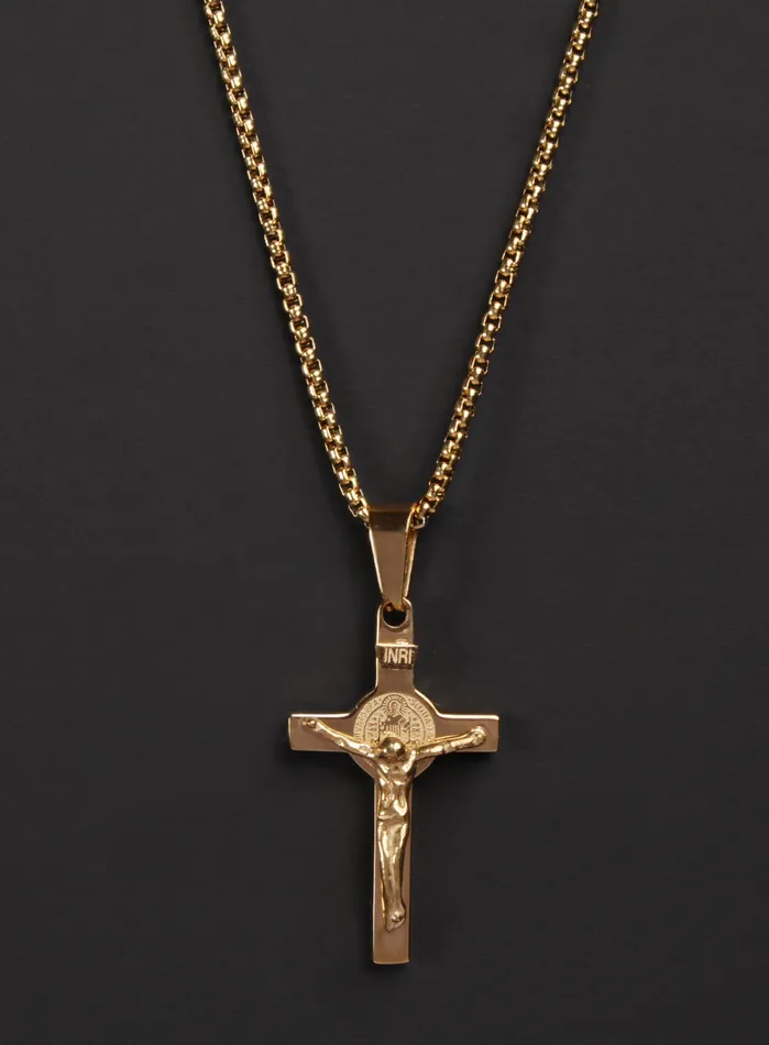 WE ARE ALL SMITH Mens Jewelry Clothing Necklaces Mens Gold Crucifix Necklace