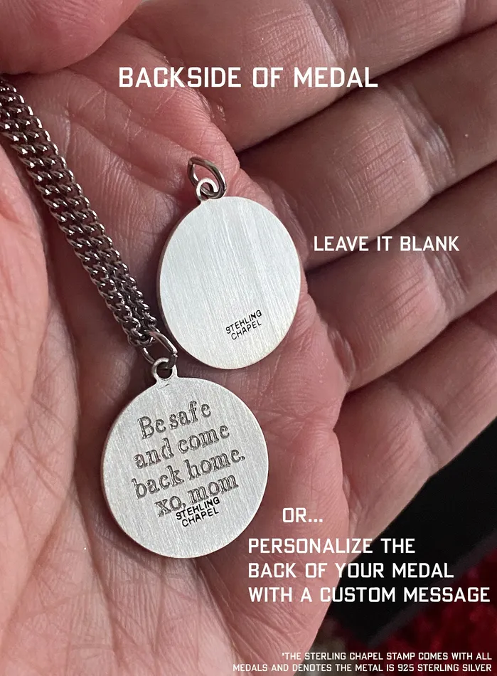 WE ARE ALL SMITH Mens Jewelry Clothing Necklaces Saint Brendan Sterling Silver Round Medal Pendant Necklace for Men Custom engraved Catholic Saint Fathers Day Gifts for him husband
