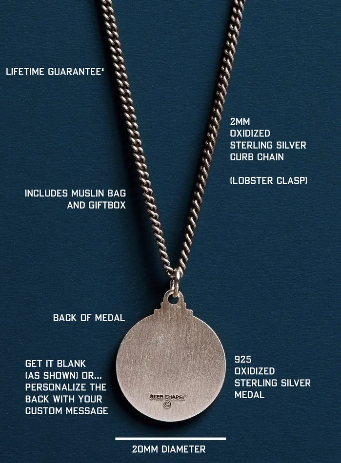 WE ARE ALL SMITH Mens Jewelry Clothing Necklaces Saint Maria Faustina Round Sterling Silver Pendant Necklace for Men