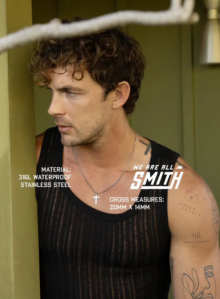 WE ARE ALL SMITH Mens Jewelry Clothing Necklaces Waterproof Stainless Steel Cross For Men