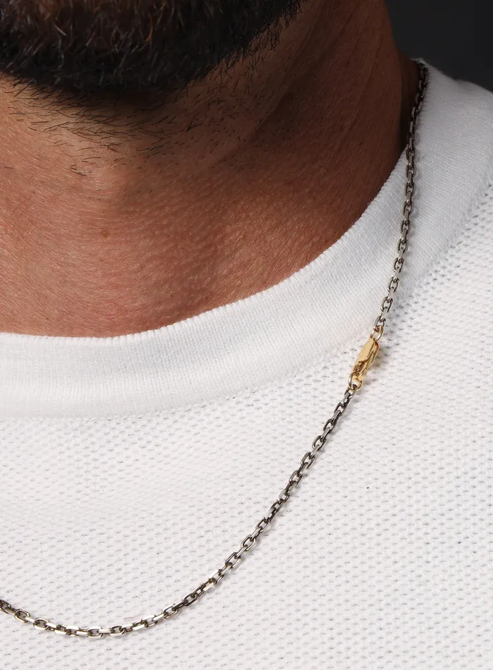 WE ARE ALL SMITH Mens Jewelry Clothing Oxidized Sterling Chocolate Vermeil Gold Cable Chain Necklace Necklaces