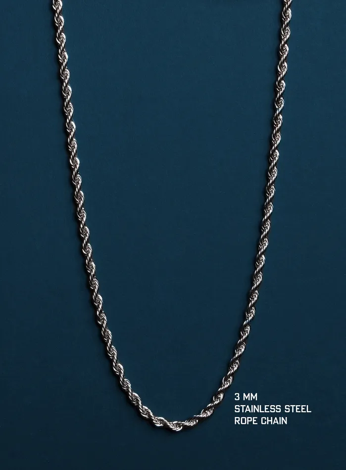 WE ARE ALL SMITH Mens Jewelry Clothing Rings Waterproof Mens Rope Chain 3mm