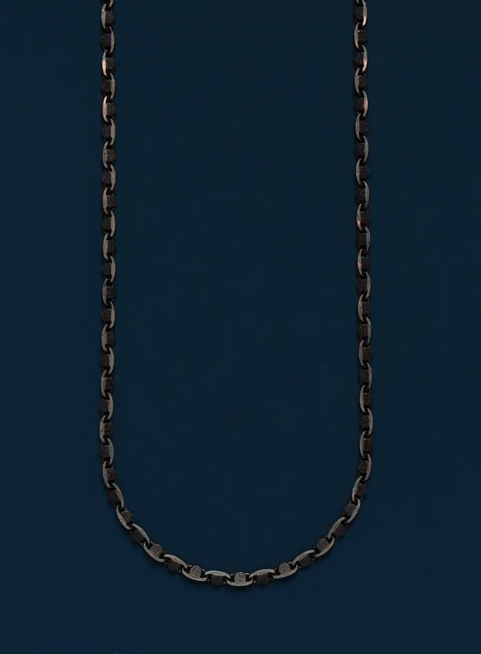WE ARE ALL SMITH Necklaces Black and Silver Anchor Chain Necklace for Men