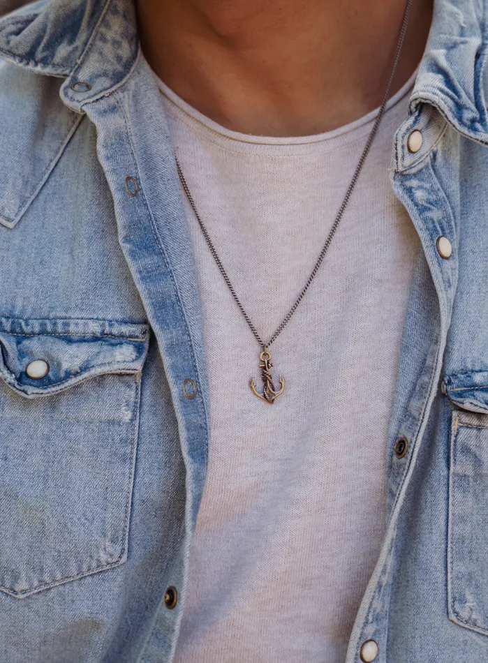 We Are All Smith Necklaces Bronze Anchor Necklace for Men
