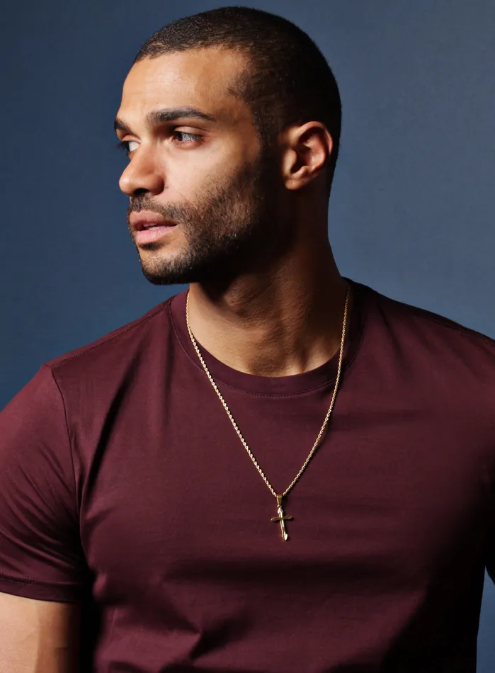 WE ARE ALL SMITH Necklaces Gold Plated Cross Necklace for Men with Rope Chain