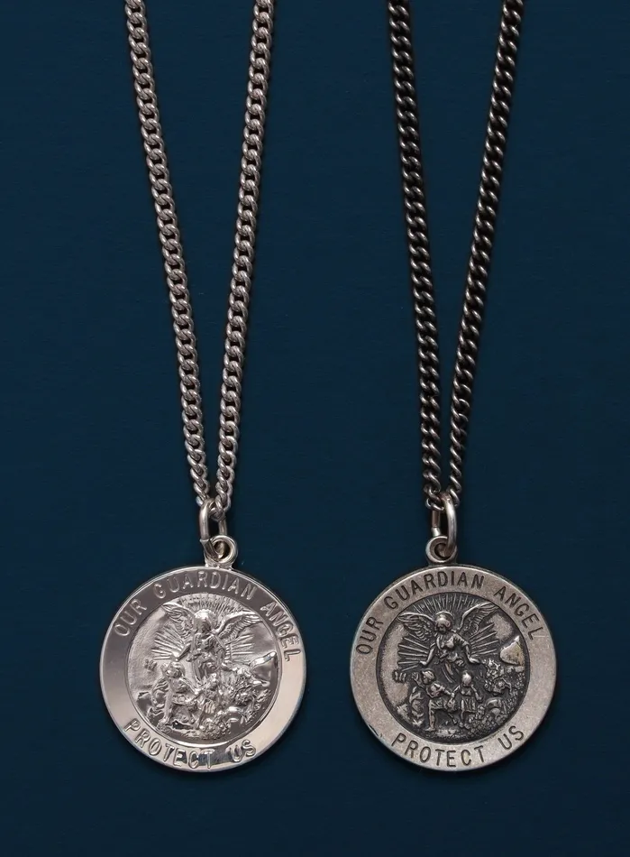 WE ARE ALL SMITH Necklaces Guardian Angel Protect Us Sterling Silver Medal Neckalce for Men WE ARE ALL SMITH Necklaces Guardian Angel Protect Us Sterling Silver Medal Neckalce for Men