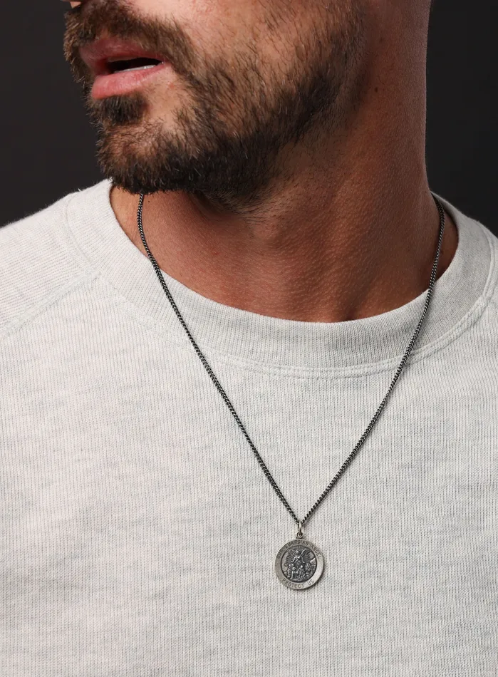 WE ARE ALL SMITH Necklaces Guardian Angel Protect Us Sterling Silver Medal Neckalce for Men