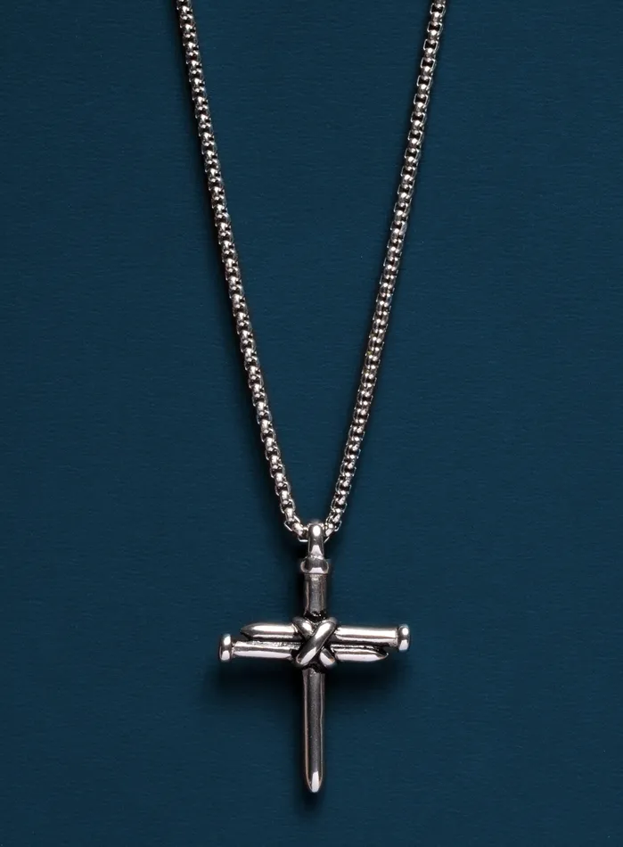 We Are All Smith Necklaces Stainless Steel Nail Cross Necklace for Men