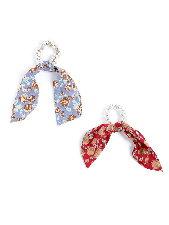 Yellow Chimes 2 Pcs Chiffon Soft Cloth 2 in 1 Design Printed Scrunchie Ponytail Holder with Bows Pearl Studded Hair Scrunchie Accessories for Women Yellow Chimes Necklaces Yellow Chimes 2 Pcs Chiffon Soft Cloth 2 in 1 Design Printed Scrunchie Ponytail Holder with Bows Pearl Studded Hair Scrunchie Accessories for Women Yellow Chimes Necklaces