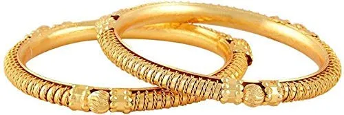 Yellow Chimes 2 PCS Exclusive Delicate Antique Hand Crafted Gold Plated Traditional Bangles for Women and Girls 26 Yellow Chimes Necklaces Yellow Chimes 2 PCS Exclusive Delicate Antique Hand Crafted Gold Plated Traditional Bangles for Women and Girls 26 Yellow Chimes Necklaces