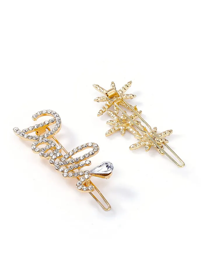 Yellow Chimes 5 PCs Hair Clips for Women Crystal Fancy Hairpins Hair Accessories for Women Girls Gold Medium YCHACLWM043MC Yellow Chimes Bracelets