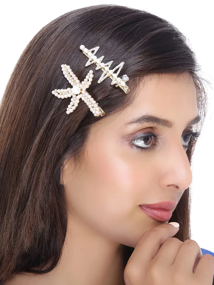 Yellow Chimes 5 PCs Hair Clips for Women Crystal Fancy Hairpins Hair Accessories for Women Girls Gold Medium YCHACLWM043MC Yellow Chimes Bracelets
