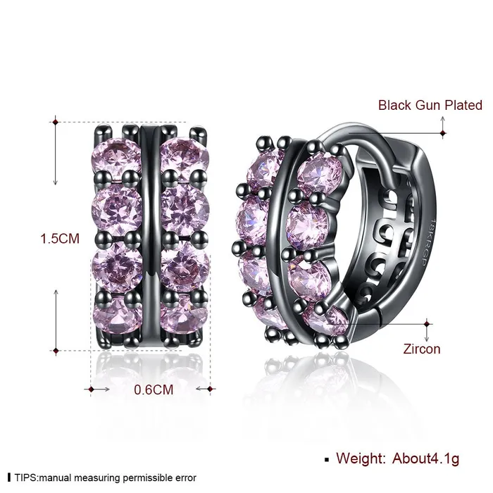 Yellow Chimes A5 Grade Pink Crystal Black Gun Plated Clip On Earrings for Women Girls Yellow Chimes Rings