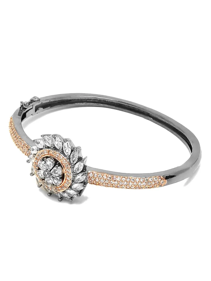 Yellow Chimes AD Bracelet for Women White American Diamond Bangle Bracelet High Grade Authentic AD Jewellery Bangle Style Bracelet for Women and Girls Yellow Chimes Earrings