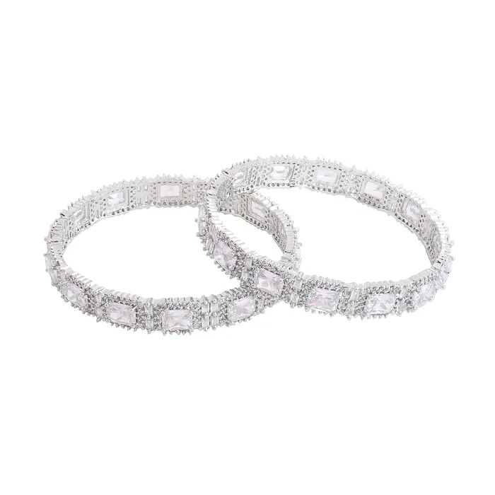 Yellow Chimes Bangles for Women and Girls American Diamond Bangles for women Silver Tone White AD Studded Bangles for girls Birthday Gift For girls and women Anniversary Gift for Wife Yellow Chimes Rings