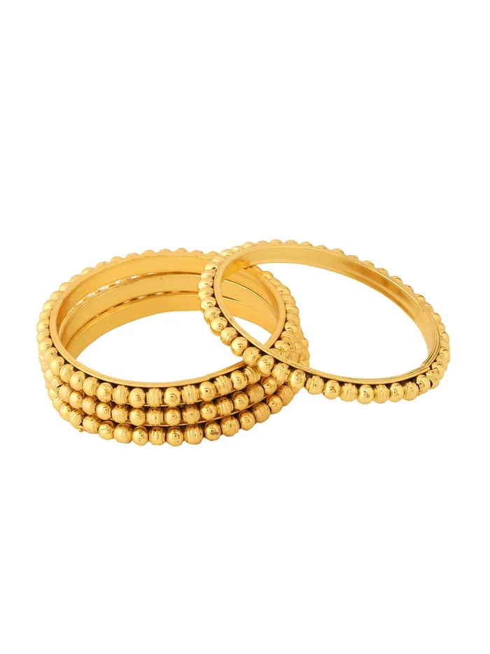 Yellow Chimes Bangles for Women Gold Toned Beads Designed Set of 4 Pcs Traditional Bangles for Women and Girls Yellow Chimes Necklaces
