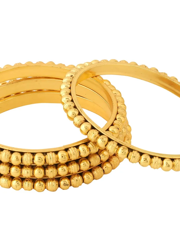 Yellow Chimes Bangles for Women Gold Toned Beads Designed Set of 4 Pcs Traditional Bangles for Women and Girls Yellow Chimes Necklaces