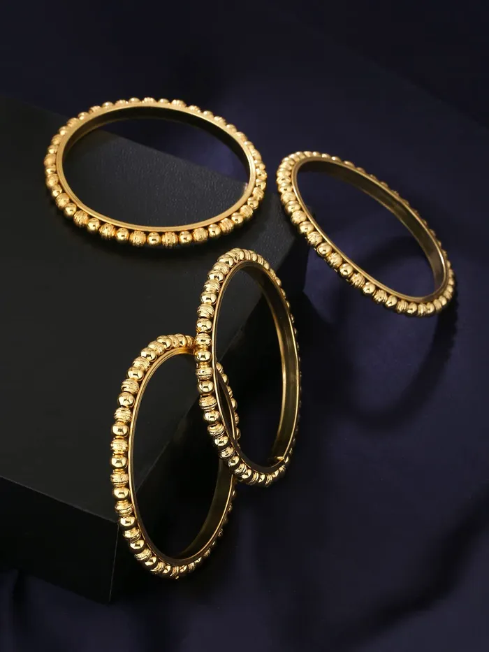 Yellow Chimes Bangles for Women Gold Toned Beads Designed Set of 4 Pcs Traditional Bangles for Women and Girls Yellow Chimes Necklaces