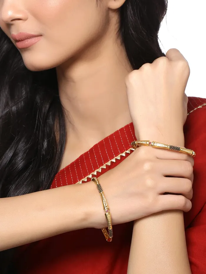 Yellow Chimes Bangles for Women Gold Toned Meenakari Touch Traditional Bangles for Women and Girls Yellow Chimes Necklaces