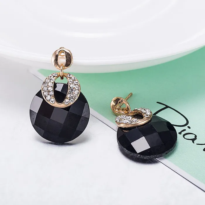 Yellow Chimes Black Crystal Drop Earrings for Women and Girls Yellow Chimes Earrings