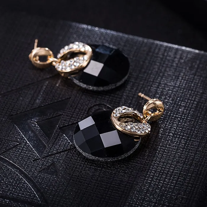 Yellow Chimes Black Crystal Drop Earrings for Women and Girls Yellow Chimes Earrings