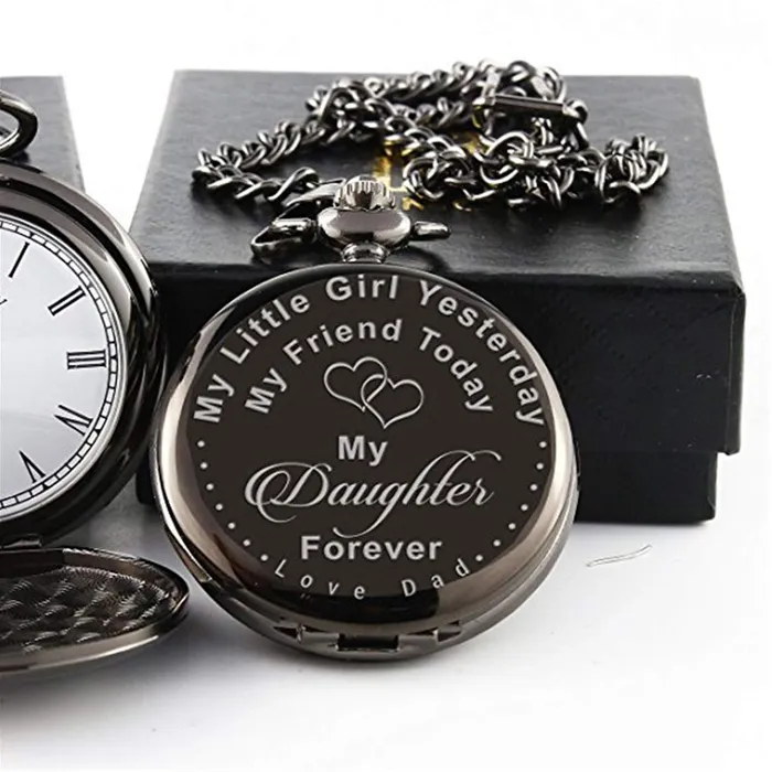 Yellow Chimes Black Pendant for Women Daughters Special Pocket Watch Pendant for Fathers Little Princess Unique Memorable Gift for Daughter Stainless Steel Watch for Women and Girls Yellow Chimes Earrings