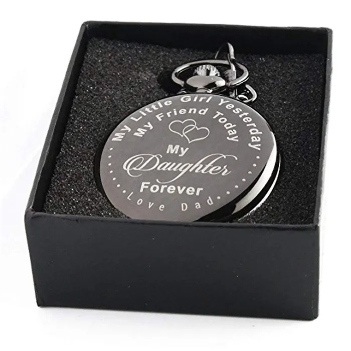 Yellow Chimes Black Pendant for Women Daughters Special Pocket Watch Pendant for Fathers Little Princess Unique Memorable Gift for Daughter Stainless Steel Watch for Women and Girls Yellow Chimes Earrings