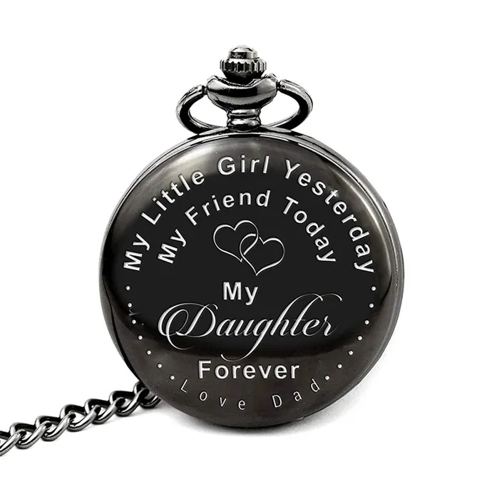 Yellow Chimes Black Pendant for Women Daughters Special Pocket Watch Pendant for Fathers Little Princess Unique Memorable Gift for Daughter Stainless Steel Watch for Women and Girls Yellow Chimes Earrings