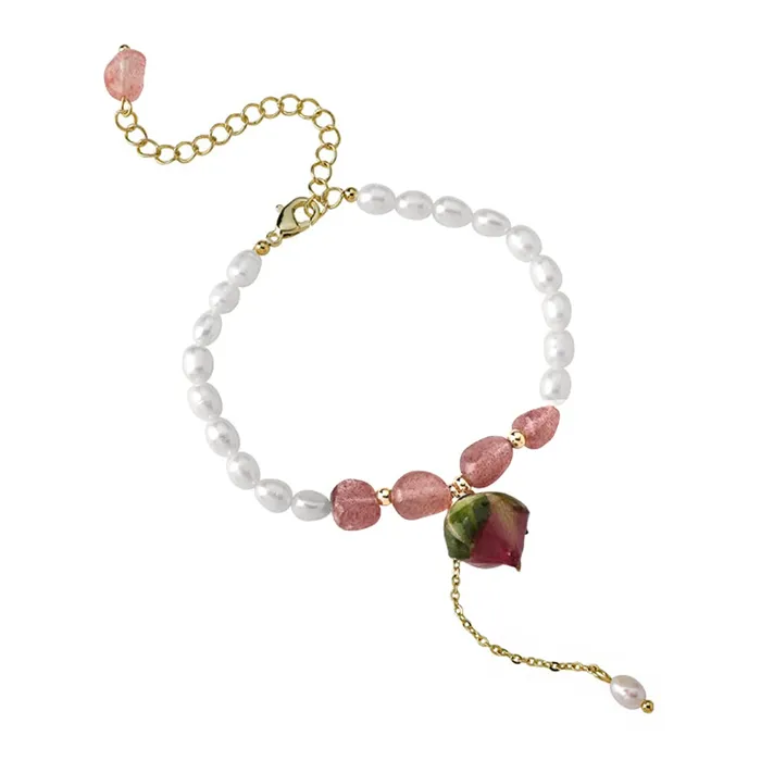 Yellow Chimes Bracelets Yellow Chimes Bracelet For Women Gold Tone Pearl Beaded Pink Rose Charm Hanging Adjustable Bracelet For Women and Girls Yellow Chimes Bracelets Yellow Chimes Bracelet For Women Gold Tone Pearl Beaded Pink Rose Charm Hanging Adjustable Bracelet For Women and Girls