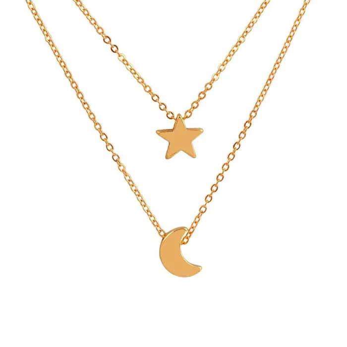 Yellow Chimes Bracelets Yellow Chimes Classic Look Dual Layer Chain with Moon and Star Design Gold Plated Choker Necklace for Women and Girls Yellow Chimes Bracelets Yellow Chimes Classic Look Dual Layer Chain with Moon and Star Design Gold Plated Choker Necklace for Women and Girls