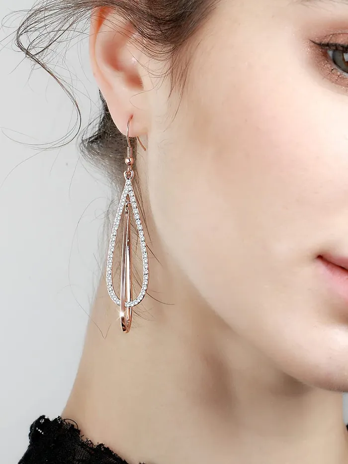 Yellow Chimes Bracelets Yellow Chimes Crystal Danglers Earrings for Women Rose Gold Plated Earrings for Girls Stainless Steel Fashion Earrings For Girls Birthday Gift for Girls Women Anniversary Gift for Wife