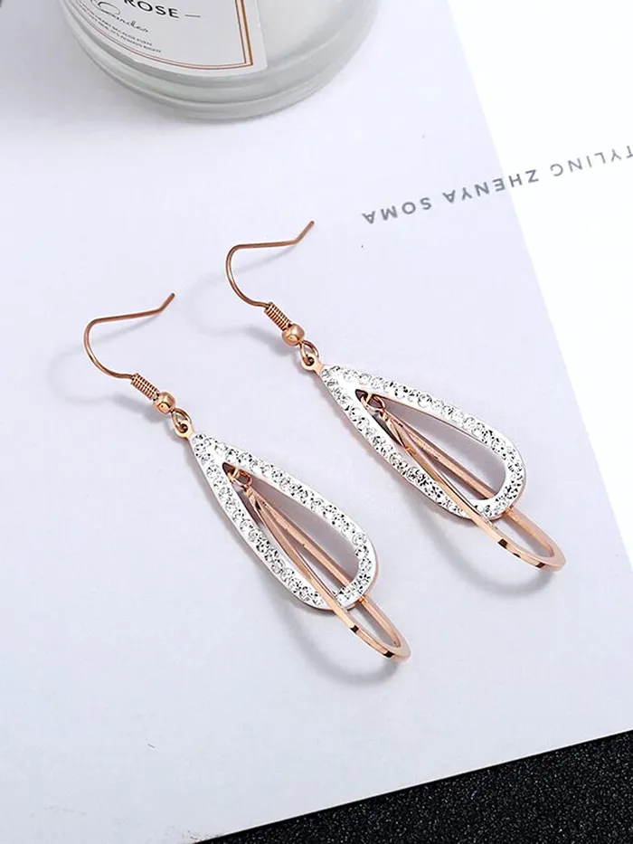 Yellow Chimes Bracelets Yellow Chimes Crystal Danglers Earrings for Women Rose Gold Plated Earrings for Girls Stainless Steel Fashion Earrings For Girls Birthday Gift for Girls Women Anniversary Gift for Wife