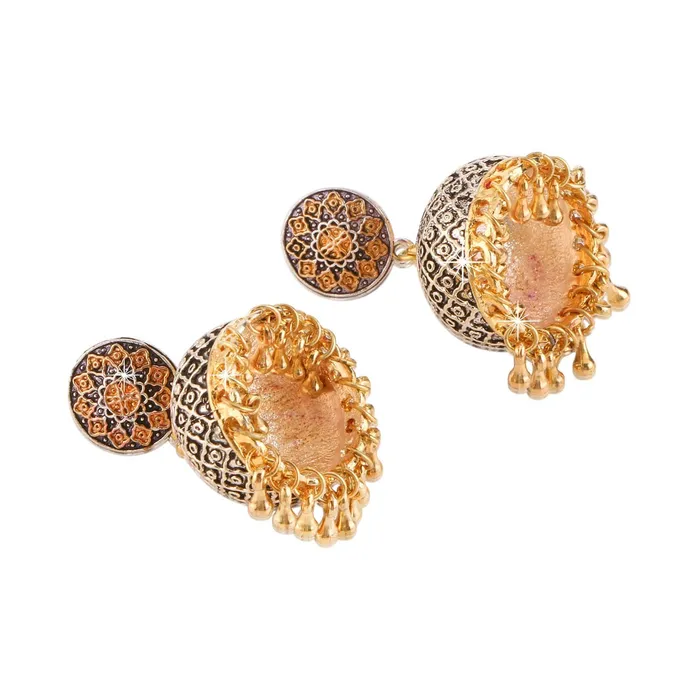 Yellow Chimes Bracelets Yellow Chimes Dual Tone Craftsmanship Art Traditional German Silver Oxidized Jhumkas Earrings for Women and Girls