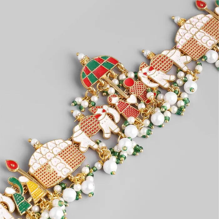 Yellow Chimes Bracelets Yellow Chimes Ethnic Vintage Style Gold Plated Multicolour Royal Chariot Design Traditional Beads Anklet for Women and Girls Gold Multicolour Medium YCTJAK01ELEPMCMC