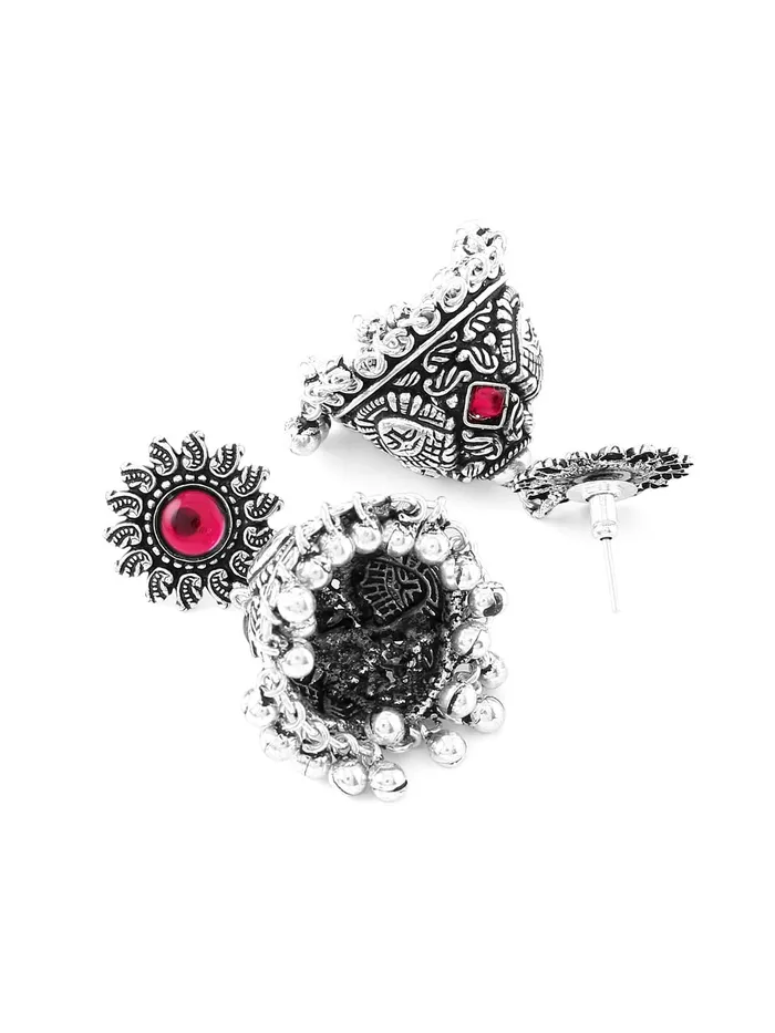 Yellow Chimes Bracelets Yellow Chimes Oxidised Silver Jhumki Earrings For Women Silver Oxidised Jhumka Traditional Kolhapuri Jhumka Earrings For Women and Girls