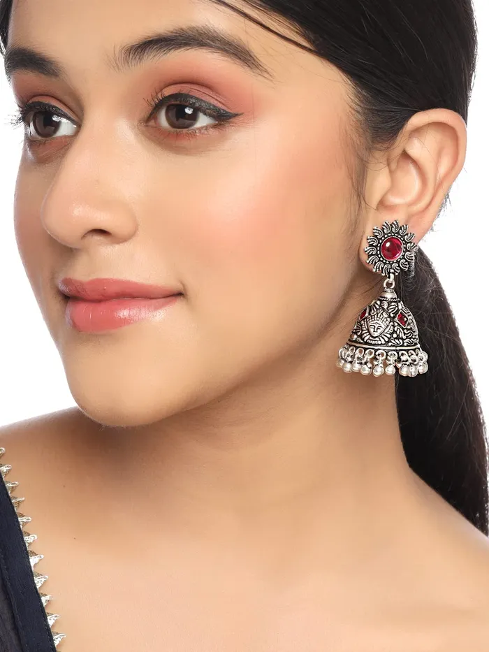 Yellow Chimes Bracelets Yellow Chimes Oxidised Silver Jhumki Earrings For Women Silver Oxidised Jhumka Traditional Kolhapuri Jhumka Earrings For Women and Girls